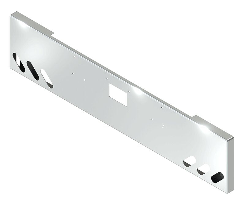 BUMPER FOR PETERBILT 379, 378, 357 1987-2007 20" BOXED END CHROME WITH TOW HOLE, LIGHT HOLES