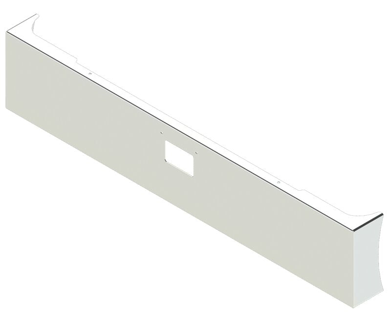 BUMPER FOR PETERBILT 379, 378, 357 1987-2007 18" AMERICAN EAGLE BOXED END WITH 8" EARS CHROME WITH 379 STYLE LICENCE PLATE HANGER BOLTS & TOW HOLE & NO MOUNTING HOLES AND WITH UNIVERSAL BRACKETS THAT FIT CB, CQ, FD, FE ,HA, HC, GO