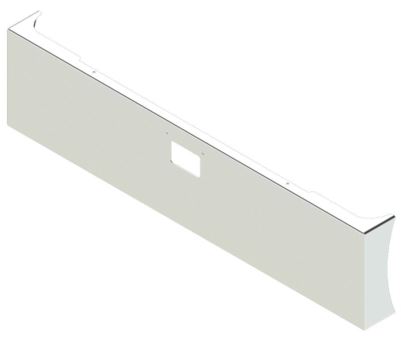 BUMPER FOR PETERBILT 379, 378, 357 1987-2007 22" AMERICAN EAGLE BOXED END WITH 8" EARS STAINLESS STEEL WITH 379 STYLE LICENCE PLATE HANGER BOLTS & TOW HOLE & NO MOUNTING HOLES AND WITH UNIVERSAL BRACKETS THAT FIT CB, CQ, FD, FE ,HA, HC, GO