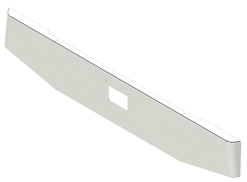 BUMPER FOR PETERBILT 379, 378, 357 1987-2007 16" TAPER HAND FORM CHROME WITH 379 STYLE LICENCE PLATE HANGER BOLTS & TOW HOLE & NO MOUNTING HOLES AND WITH UNIVERSAL BRACKETS THAT FIT CB, CQ, FD, FE ,HA, HC, GO