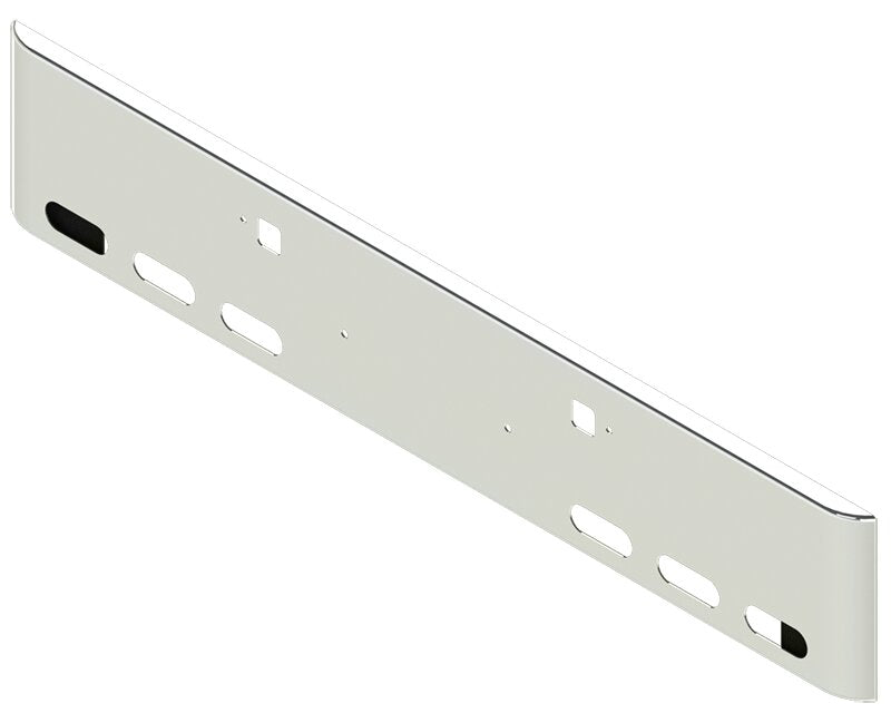 BUMPER FOR PETERBILT 365, 367, 388, 389, 567 2007-2022 18" SQUARE ROLLED END CHROME WITH TOW HOLE, LIGHT HOLES